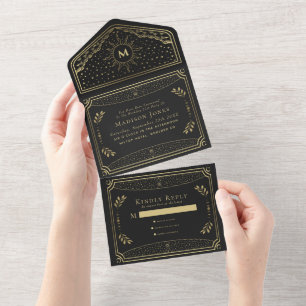 Invitation Tout En Un Gold Elegant Tarot Card Anniversaire