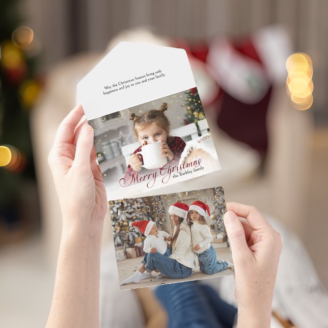 Invitation Tout En Un Gold Sparkings Joyeux Noël Calligraphie Photo (Créateur téléchargé)