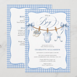 Invitation Tout En Un Golf Linge Bleu Bébé Shower