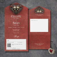 Gothique Noir & Rouge Skuls & Coeur Rouge QR Code