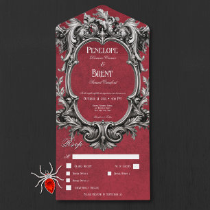Invitation Tout En Un Gothique Rouge Moody Victorian Frame Diner