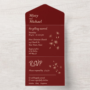 Invitation Tout En Un Graines de Dandelion rousses et bordeaux Mariage m