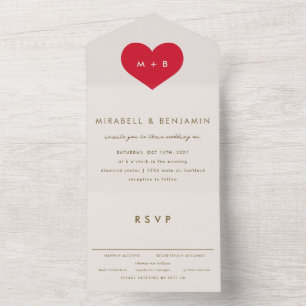 Invitation Tout En Un Grand coeur