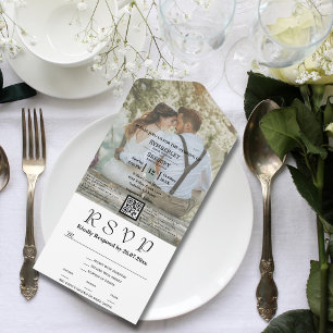 Invitation Tout En Un Grande photo blanche classique