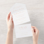 Invitation Tout En Un Gras Script Peach Elegant Wedding<br><div class="desc">Invitations de mariage de style classique avec un design simple mais élégant avec vos noms dans le script et vos détails dans les polices serif.</div>