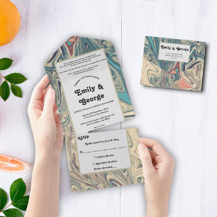 Invitation Tout En Un Gris bohémien minimal Abstrait Mariage artistique