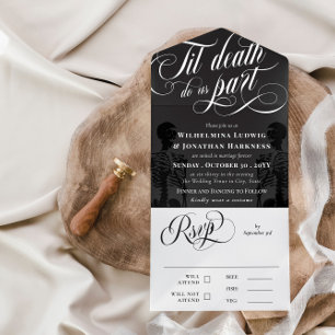 Invitation Tout En Un Gris foncé jusqu'à ce que la mort nous sépare Mari