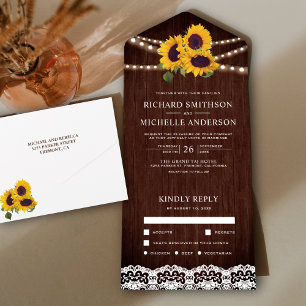Invitation Tout En Un Guirlande Lumineuse Rustique en Bois avec Motif De