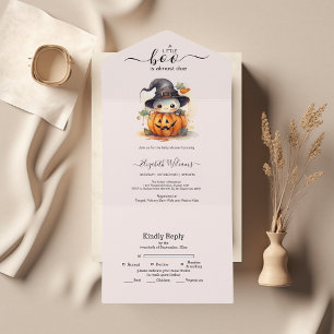 Invitation Tout En Un Halloween Aquarelle Citrouille Petit Boo Baby Show