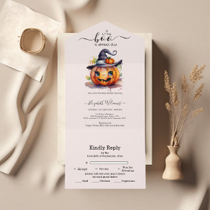 Invitation Tout En Un Halloween Aquarelle Citrouille Petit Boo Baby Show