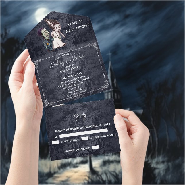 Invitation Tout En Un Halloween Automne Octobre Frankenstein Mariée Coup (Créateur téléchargé)