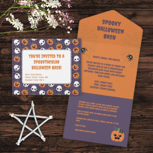 Invitation Tout En Un Halloween Kawaii Motif