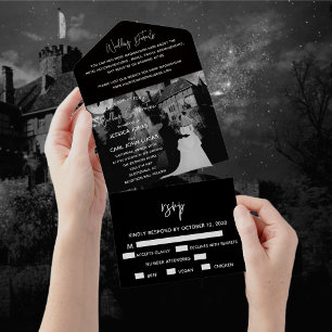 Invitation Tout En Un Halloween Maison hantée Couple Mariage Octobre