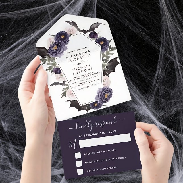 Invitation Tout En Un Halloween Mariage Automne Automne Tomber Violet fo (Créateur téléchargé)