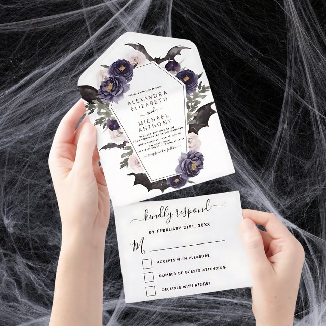 Invitation Tout En Un Halloween Mariage Automne Automne Tomber Violet fo (Créateur téléchargé)
