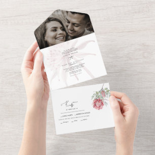 Invitation Tout En Un Hello Australia Floral Two Mariage photo