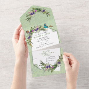 Invitation Tout En Un Herbes et fleurs de printemps toutes dans une invi