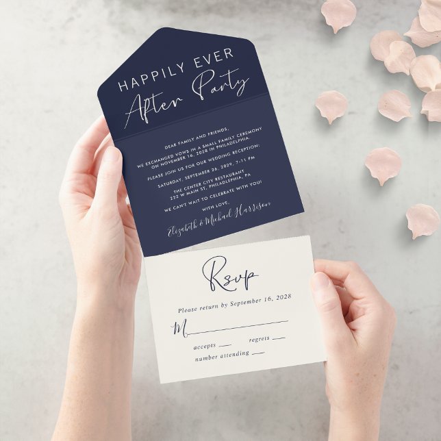 Invitation Tout En Un Heureusement Jamais Après La Réception De Mariage  (Créateur téléchargé)