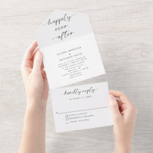 Invitation Tout En Un Heureux jamais après un Mariage minimal élégant