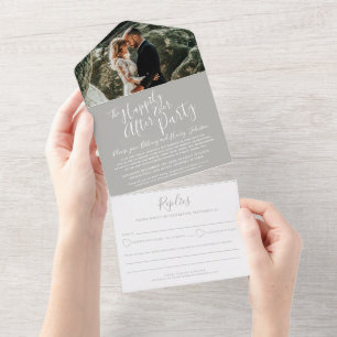 Invitation Tout En Un Heureux toujours après la photo de la fête de mari