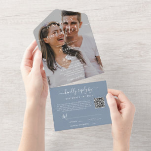 Invitation Tout En Un Heureux toujours après QR Code Mariage photo