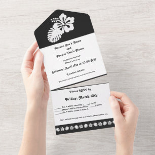 Invitation Tout En Un Hibiscus tropical en noir