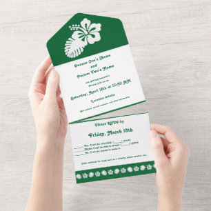 Invitation Tout En Un Hibiscus Tropical en Vert