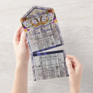 Invitation Tout En Un Horseshoe & Lace Gettin' Hitched Mariage