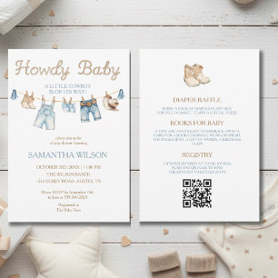 Invitation Tout En Un Howdy Bébé Petit Cow-Boy Bébé 