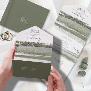 Invitation Tout En Un ID de Mariage Abstrait Paint Strokes ID886