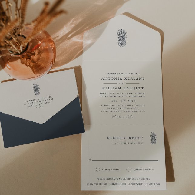 Invitation Tout En Un Île Vintage Mariage ananas (Créateur téléchargé)