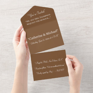 Invitation Tout En Un Invitation à un mariage Brown terrestre - Concepti