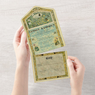Invitation Tout En Un Invitation à un mariage vintage pour la forêt de l