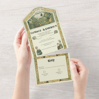 Invitation Tout En Un Invitation à un mariage vintage pour la forêt de l