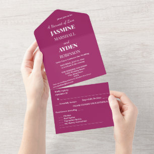 Invitation Tout En Un Invitation de mariage en bloc couleur gras - Magen