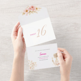 Invitation Tout En Un Invitation de rêve fleuri pour un anniversaire Swe
