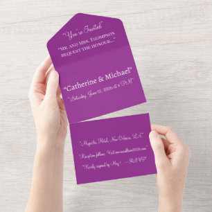 Invitation Tout En Un Invitation Gras Mariage Magenta avec un style mini