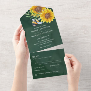 Invitation Tout En Un Invite de mariage avec RSVP des tournesols rustiqu