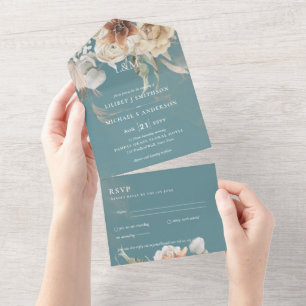 Invitation Tout En Un Invite de mariage avec RSVP Herbe de Pampas BOHO