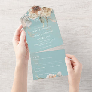 Invitation Tout En Un Invite de mariage avec RSVP   Herbe de Pampas BOHO