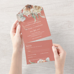 Invitation Tout En Un Invite de mariage avec RSVP   Herbe de Pampas BOHO