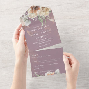 Invitation Tout En Un Invite de mariage avec RSVP Herbe de Pampas BOHO