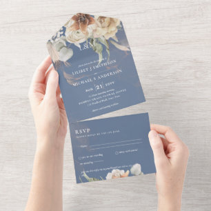Invitation Tout En Un Invite de mariage avec RSVP Herbe de Pampas BOHO