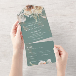 Invitation Tout En Un Invite de mariage avec RSVP   Herbe de Pampas BOHO