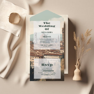Invitation Tout En Un Italie élégante Florence Destination Mariage