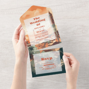 Invitation Tout En Un Italie élégante Florence Destination Mariage