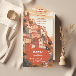 Invitation Tout En Un Italie Élégante moderne Destination Mariage