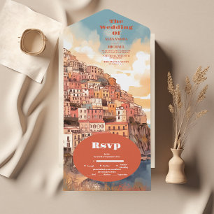 Invitation Tout En Un Italie Élégante moderne Destination Mariage