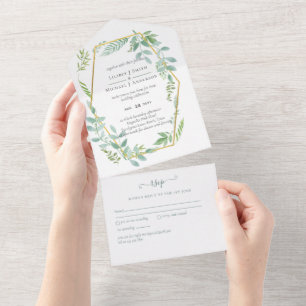 Invitation Tout En Un Jardin botanique Feuille Mariage de verdure