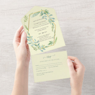 Invitation Tout En Un Jardin botanique Feuille Mariage de verdure
